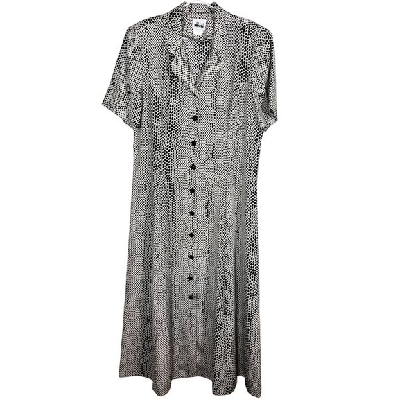 Leslie Fay Animal Print Dress 16 Black Giraffe Safari Jungle Neutral Retro Chic - Picture 1 of 13
